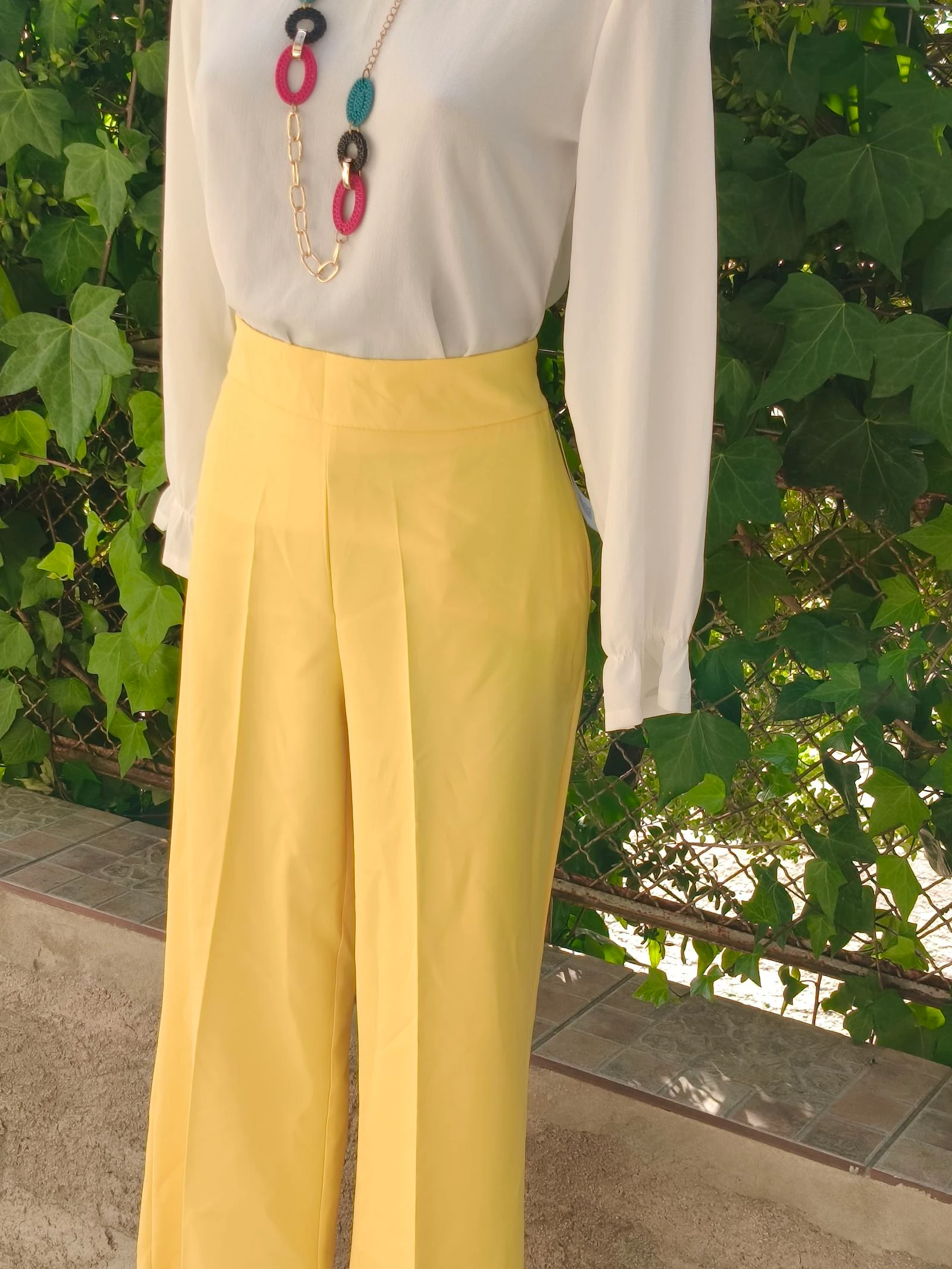 Flowy yellow wide-leg pants – photo 5